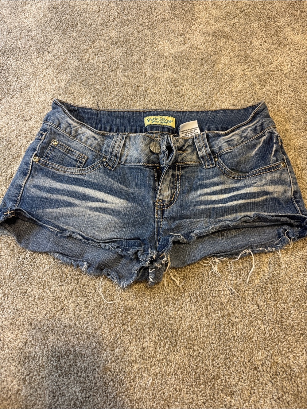90s Vintage Paris Blues Frayed Short Shorts